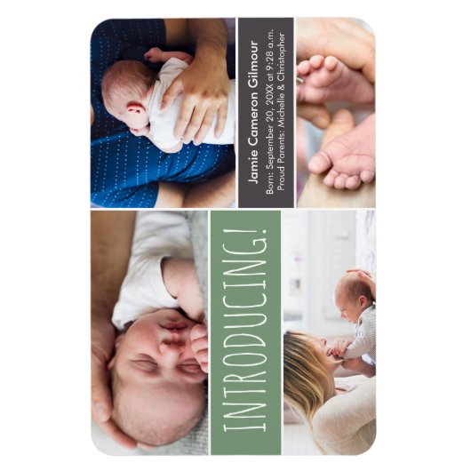 Trendy Shale Green introduceert babyjongetfoto's Magneet (Verticaal)