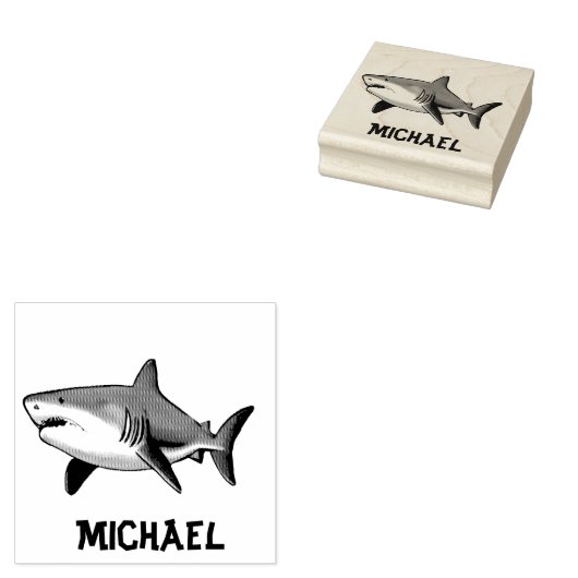 Trendy Shark Persoonlijk Rubberstempel (Gestempeld)