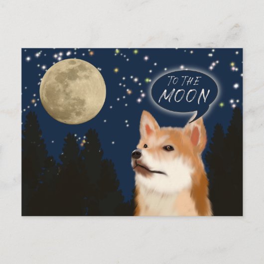Trendy Shiba Inu Dopostas in Dog to Moon Gezegde Briefkaart (Voorkant)
