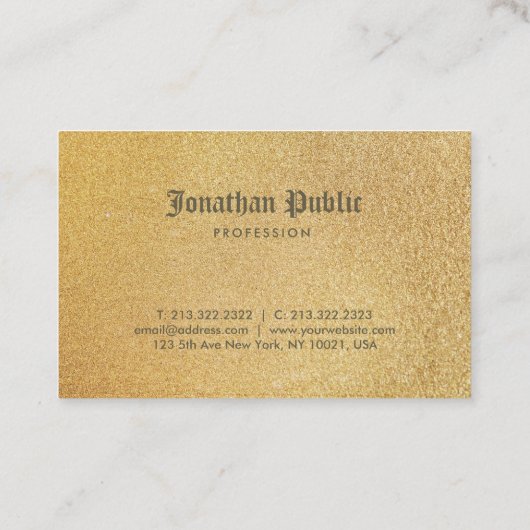 Trendy Shiny Gold Foil Glamor Elegant Sjabloon Visitekaartje (Achterkant)
