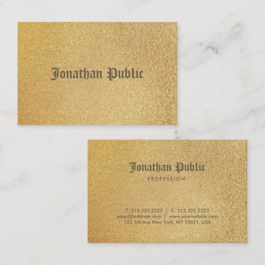 Trendy Shiny Gold Foil Glamor Elegant Sjabloon Visitekaartje (Voorkant / Achterkant)