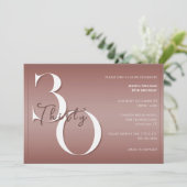 Trendy Shiny Modern 30th Birthday Invitation Kaart (Staand voorkant)