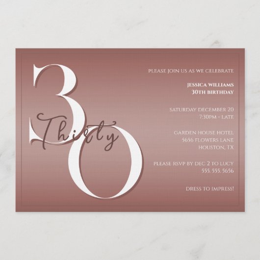 Trendy Shiny Modern 30th Birthday Invitation Kaart (Voorkant)