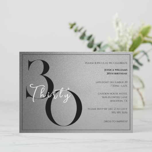 Trendy Shiny Modern Unisex 30th Birthday Kaart (Staand voorkant)