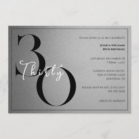 Trendy Shiny Modern Unisex 30th Birthday Kaart (Voorkant)