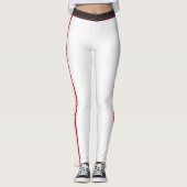 Trendy Side Stripe Mode Button Red White Black Leggings (Voorkant)