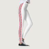Trendy Side Stripe Mode Button Red White Black Leggings (Rechts)