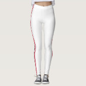Trendy Side Stripe Mode Button Red White Black Leggings (Voorkant)