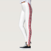 Trendy Side Stripe Mode Button Red White Black Leggings (Links)