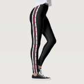 Trendy Side Stripe Mode Red White Black Stippen Leggings (Rechts)