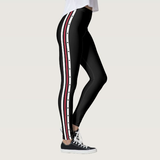Trendy Side Stripe Mode Red White Black Stippen Leggings (Rechts)