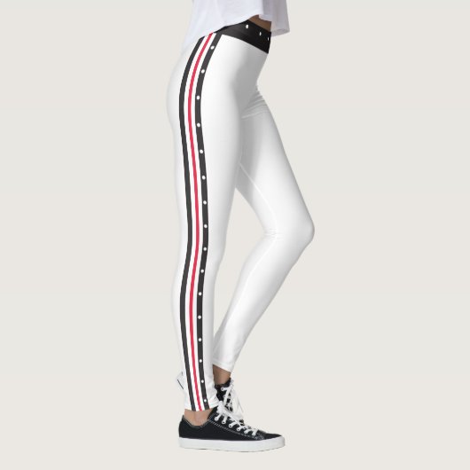 Trendy Side Stripe Mode Red White Black Stippen Leggings (Rechts)