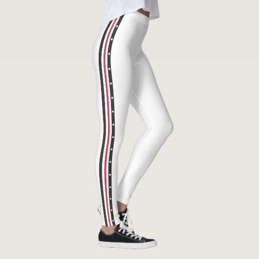 Trendy Side Stripe Mode Red White Black Stippen Leggings (Rechts)