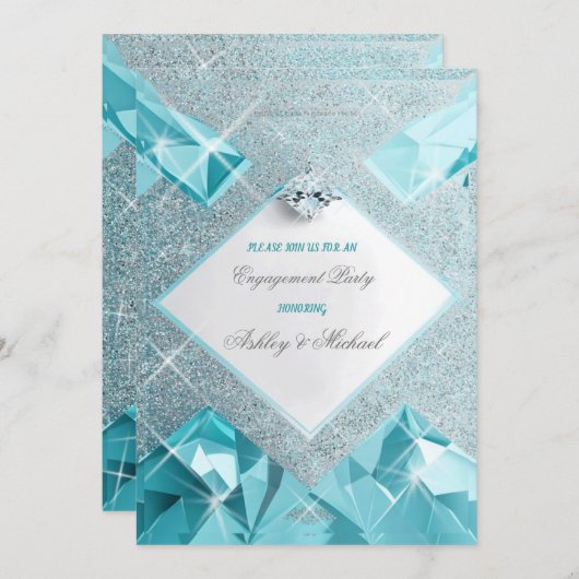 Trendy sieraden turquoise schittert verfijnd kaart (Voorkant / Achterkant)