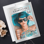 Trendy Silber Magazine Cover-Photo Inspirierte  Kaart<br><div class="desc">Trendy Magazine Cover inspirierte Foto-Geburtstagseinladung.</div>