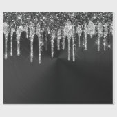 Trendy Silver Black Glitter druist grafisch Cadeaupapier (Vlak)