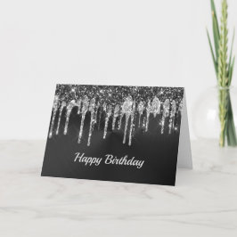 Trendy Silver Black Glitter schrijft grafische geb Kaart