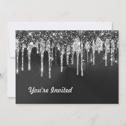 Trendy Silver Black Glitter schrijft grafische ver Kaart (Voorkant)