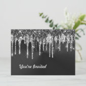 Trendy Silver Black Glitter schrijft grafische ver Kaart (Staand voorkant)