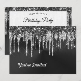 Trendy Silver Black Glitter schrijft grafische ver Kaart