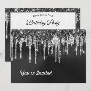 Trendy Silver Black Glitter schrijft grafische ver Kaart