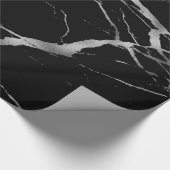 Trendy Silver Black Marble Glossy Cadeaupapier (Hoek)