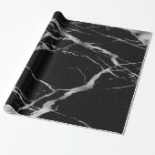 Trendy Silver Black Marble Glossy Cadeaupapier (Uitgerold)