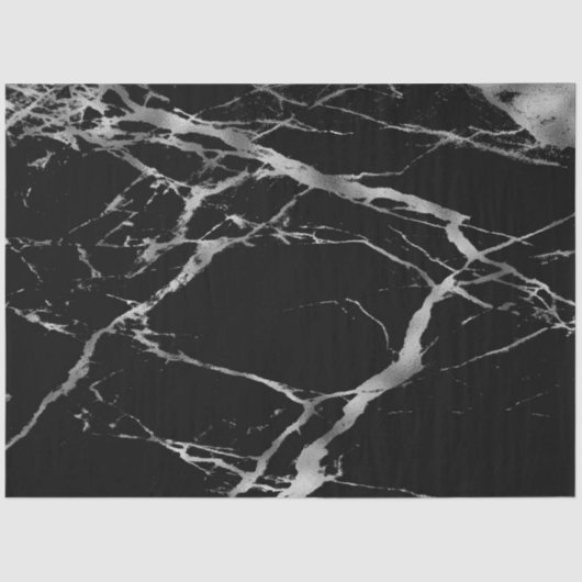 Trendy Silver Black Marble Modern Tissuepapier (Voorkant)