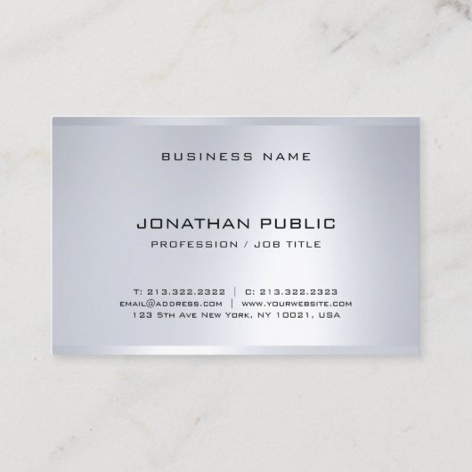 Trendy Silver Blik Moderne Professionele Sjabloon Visitekaartje (Achterkant)