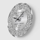 Trendy Silver Diamonds 25e Jubileum groot liter Grote Klok (Hoek)