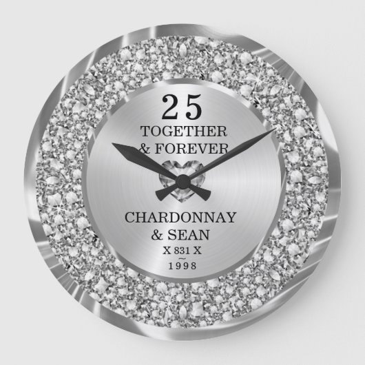  Trendy Silver Diamonds 25th Anniversary  Grote Klok (Voorkant)