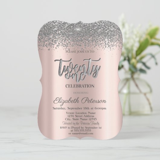 Trendy Silver Diamonds Roos Gold 21ste verjaardag Kaart (Staand voorkant)