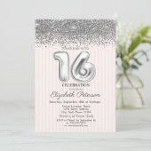 Trendy Silver Diamonds Sweet 16 Kaart (Staand voorkant)