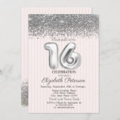 Trendy Silver Diamonds Sweet 16 Kaart (Voorkant / Achterkant)