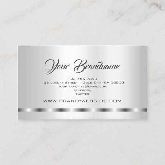 Trendy Silver Effect Sjabloon Professional Stijlvo Visitekaartje (Achterkant)