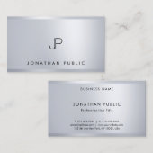 Trendy Silver Elegant Monogram Moderne Sjabloon Visitekaartje (Voorkant / Achterkant)