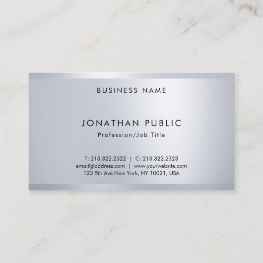 Trendy Silver Elegant Monogram Moderne Sjabloon Visitekaartje (Achterkant)