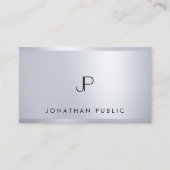 Trendy Silver Elegant Monogram Moderne Sjabloon Visitekaartje (Voorkant)