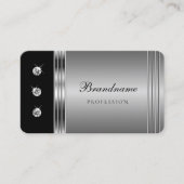 Trendy Silver en Black met Sparking Rhinestones Visitekaartje (Voorkant)