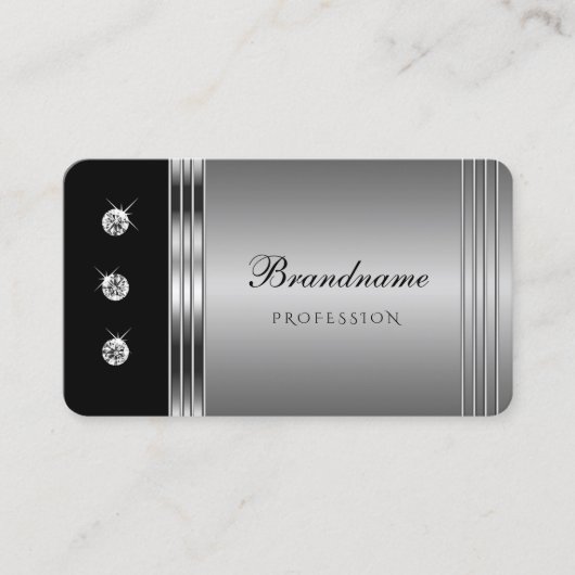 Trendy Silver en Black met Sparking Rhinestones Visitekaartje (Voorkant)