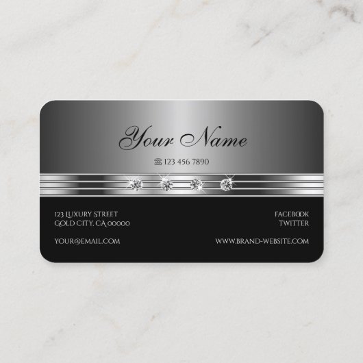 Trendy Silver en Black met Sparking Rhinestones Visitekaartje (Achterkant)