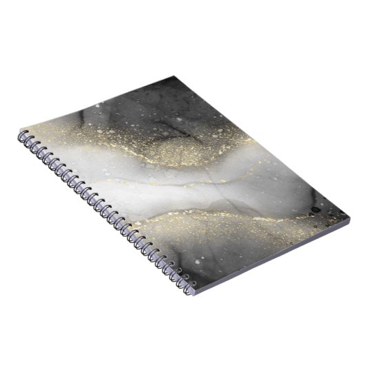 Trendy Silver en Gold Marble Pattern Notitieboek (Rechterzijde)