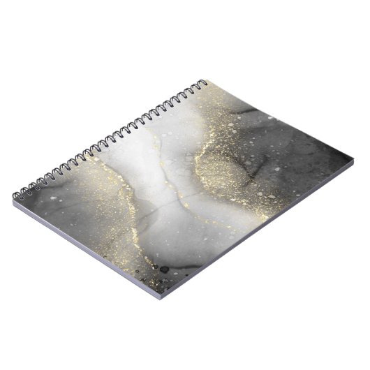 Trendy Silver en Gold Marble Pattern Notitieboek (Linkerzijde)