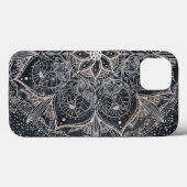Trendy Silver Floral Mandala Blue Marble Design Case-Mate iPhone Case (Achterkant (horizontaal))