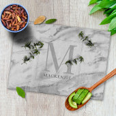 Trendy Silver Foil Metallic Marble Monogram Snijplank