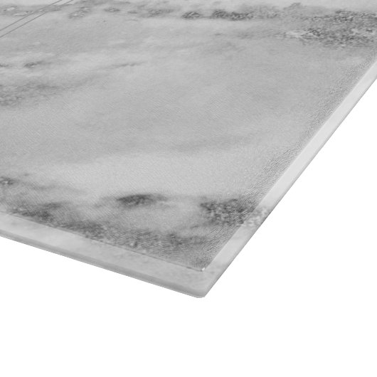 Trendy Silver Foil Metallic Marble Monogram Snijplank (Hoek)