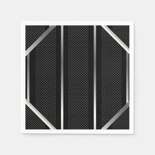 Trendy Silver Geometric Pattern Black Stylish Art Servet (Voorkant)