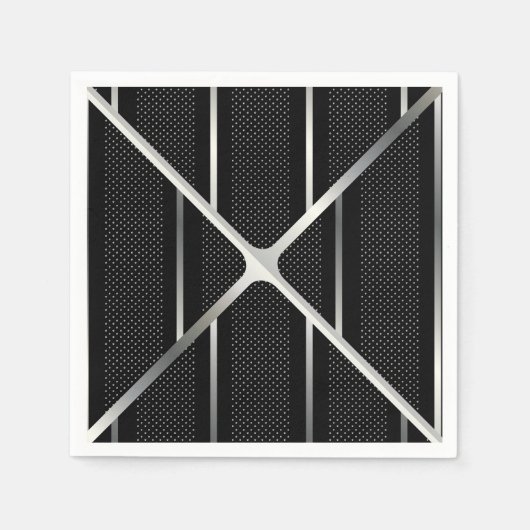 Trendy Silver Geometric Pattern Black Stylish Art Servet (Voorkant)