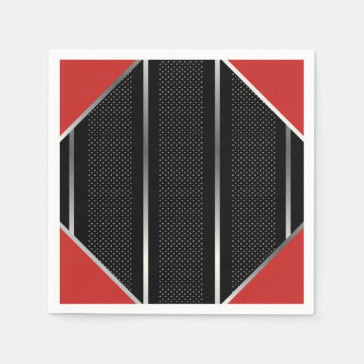 Trendy Silver Geometric Pattern Black Stylish Art Servet (Voorkant)