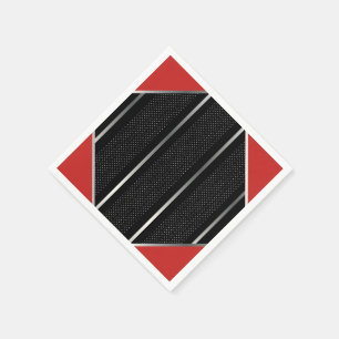 Trendy Silver Geometric Pattern Black Stylish Art Servet